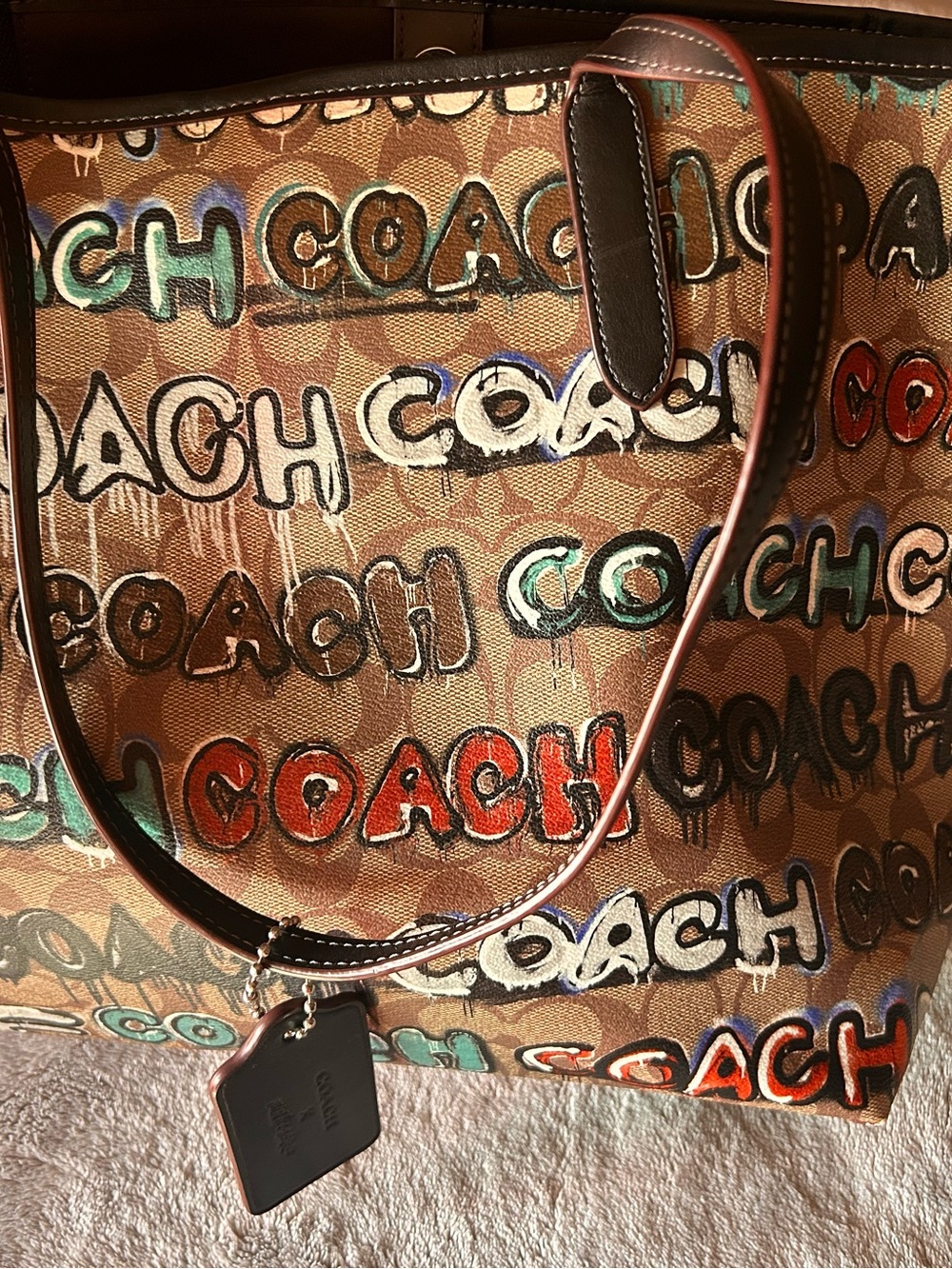 Coach Graffiti Logo Tote and  Wallet Mint/Serf excellent condition